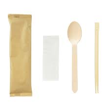 Bộ thìa đũa gỗ vỏ giấy hàn dùng 1 lần